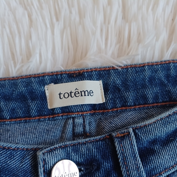 NWT Toteme Straight Leg Denim Mid Blue Wash Jeans 25/32. Inseam 26" - Picture 5 of 11